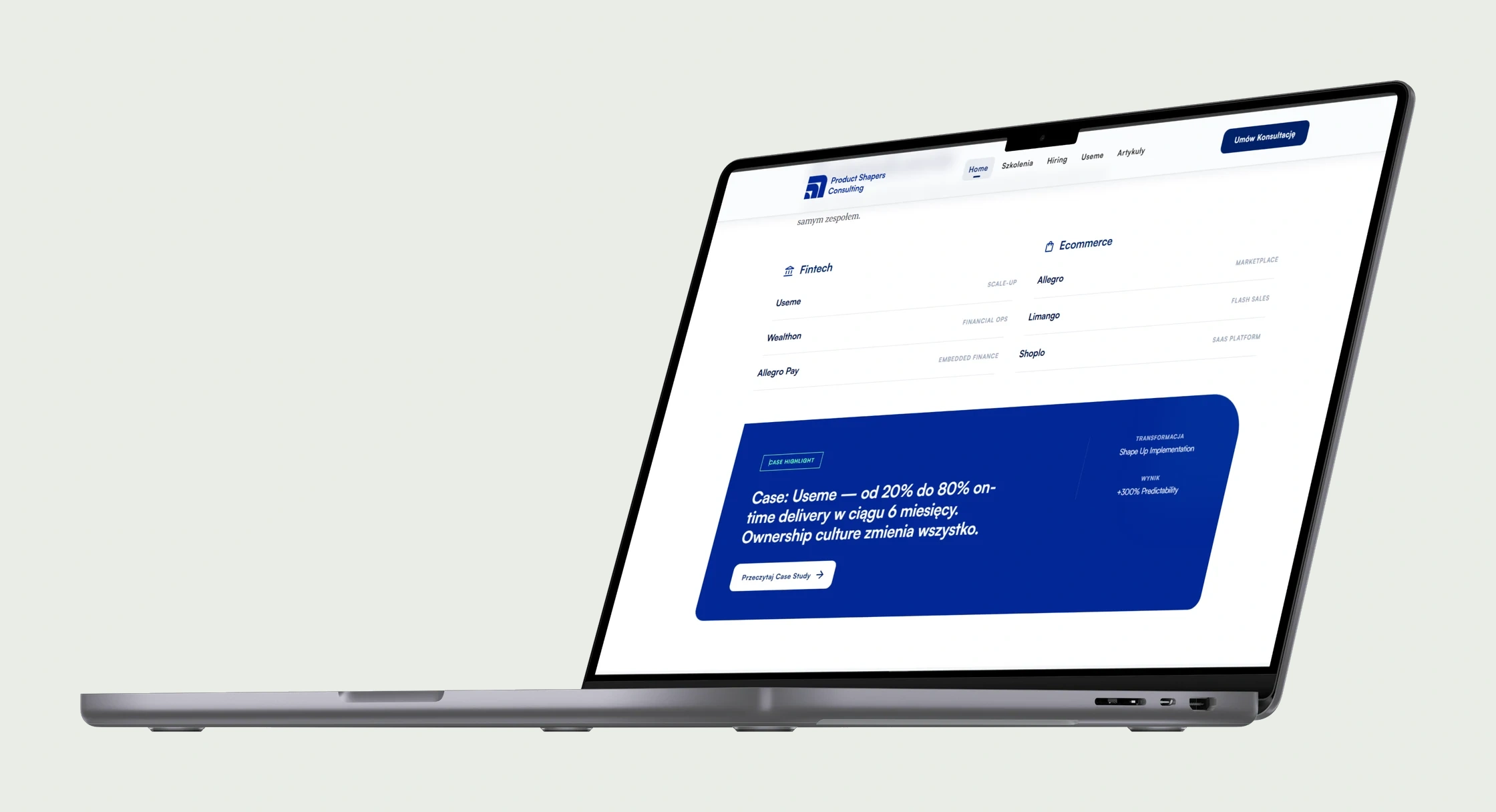 Product Shapers case studies on a laptop